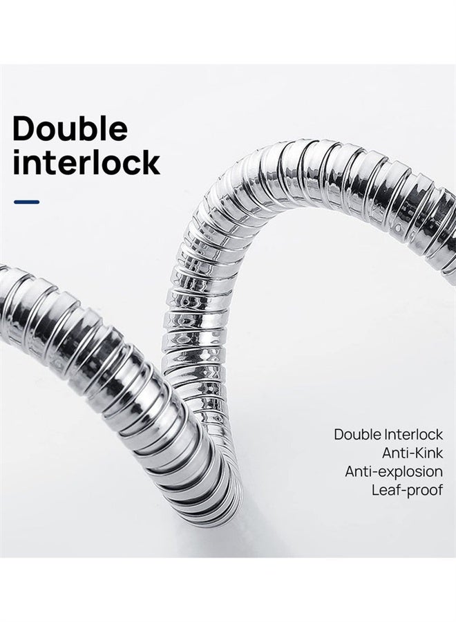 HOMESTAR Shower Hose Bidet Hose, 150 cm Stainless Steel Shower Head Hose, Bidet Hose, 360°Anti-twist Shower Pipe, Silver - Image 3